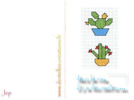 carte à imprimer gratuite modèle point de croix cactus JeP
